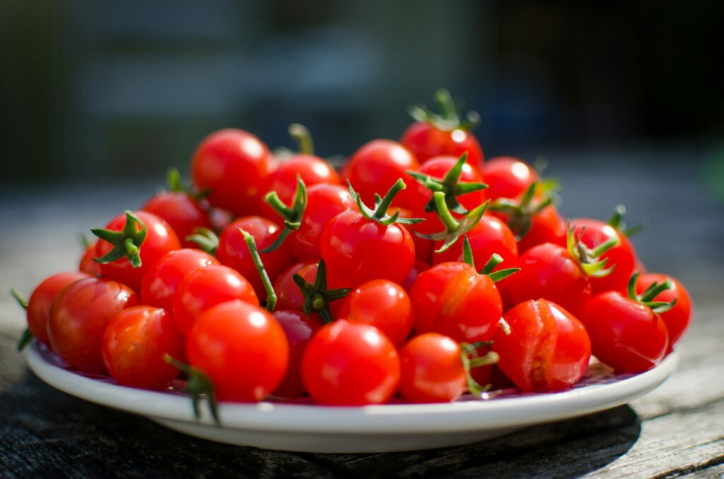 cherry tomatoes in a plate